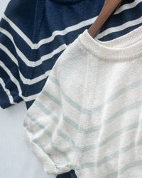 Nautical Knit Top 夏日側鈕扣裝飾條紋線衫/ TP9218