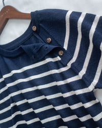 Nautical Knit Top 夏日側鈕扣裝飾條紋線衫/ TP9218