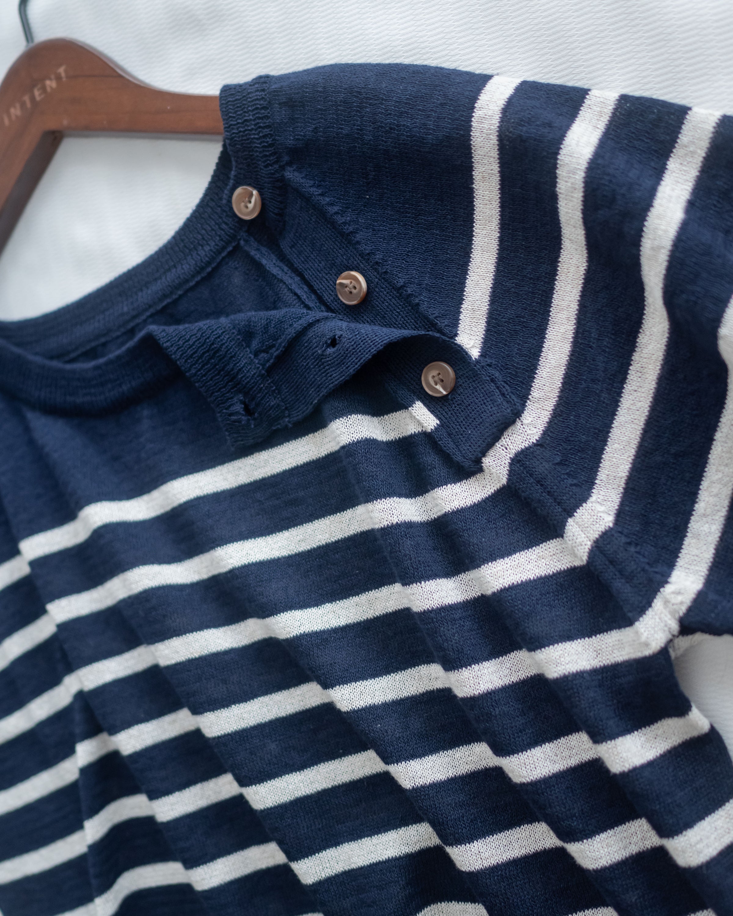 Nautical Knit Top 夏日側鈕扣裝飾條紋線衫/ TP9218