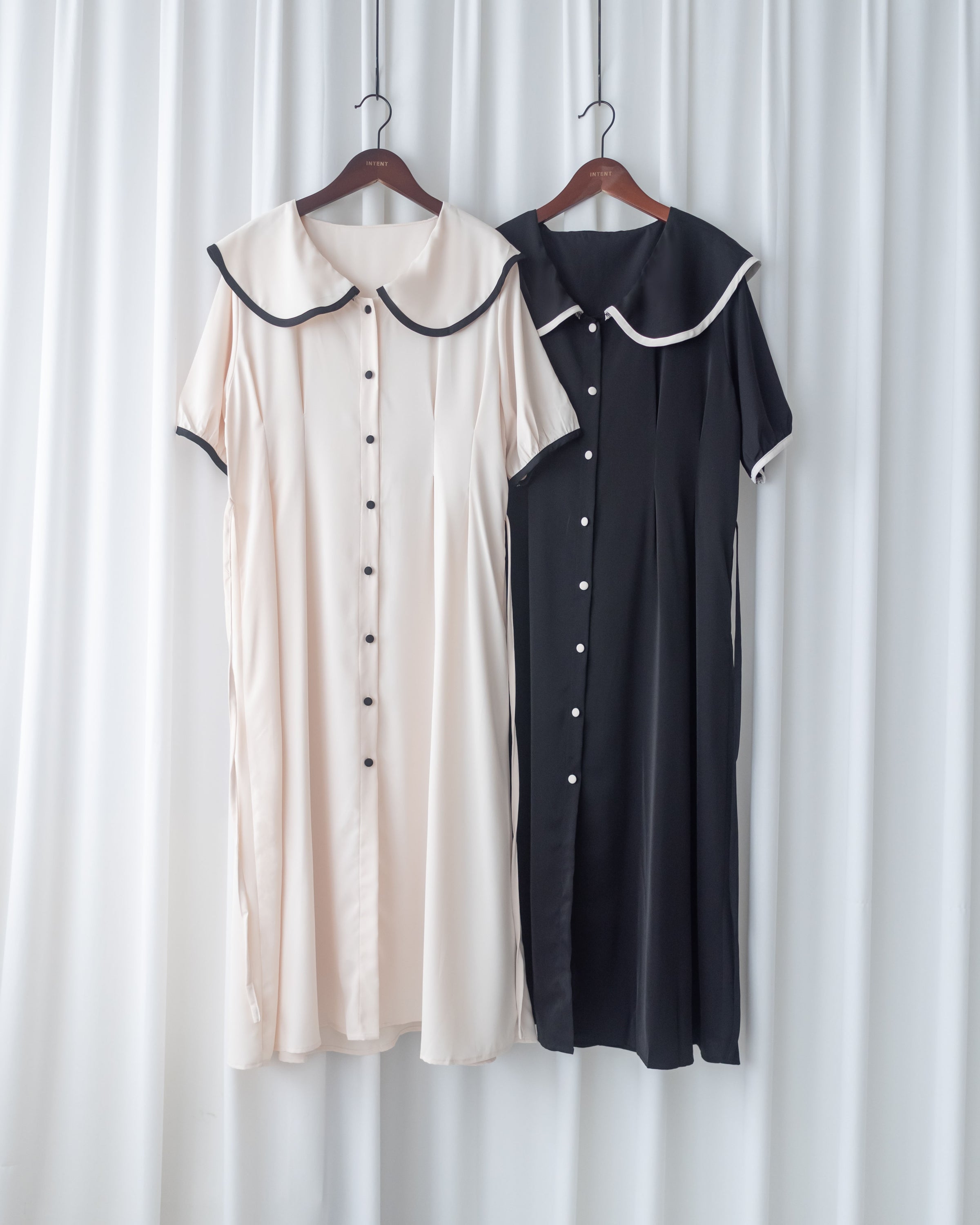 Coco Dress 小香拼色翻領細緻收腰連身裙/ DS1111