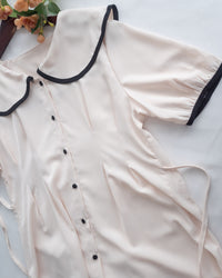 Coco Dress 小香拼色翻領細緻收腰連身裙/ DS1111