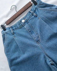 Straight Denim Pants 後鬆緊簡約直筒闊腳牛仔褲/ PT8478