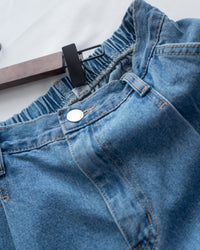 Straight Denim Pants 後鬆緊簡約直筒闊腳牛仔褲/ PT8478