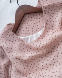 Shadow Floral Dress 輕盈影子細花束腰細褶連身裙/ DS1121 (pre-order tea-rose)