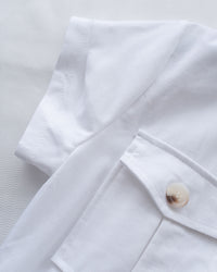 Marble White Dress 白色棉麻雲石腰帶修腰連身裙/ DS1123