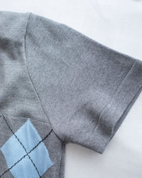 Check Knit Dress 英倫格紋翻領舒適連身裙/ DS1107