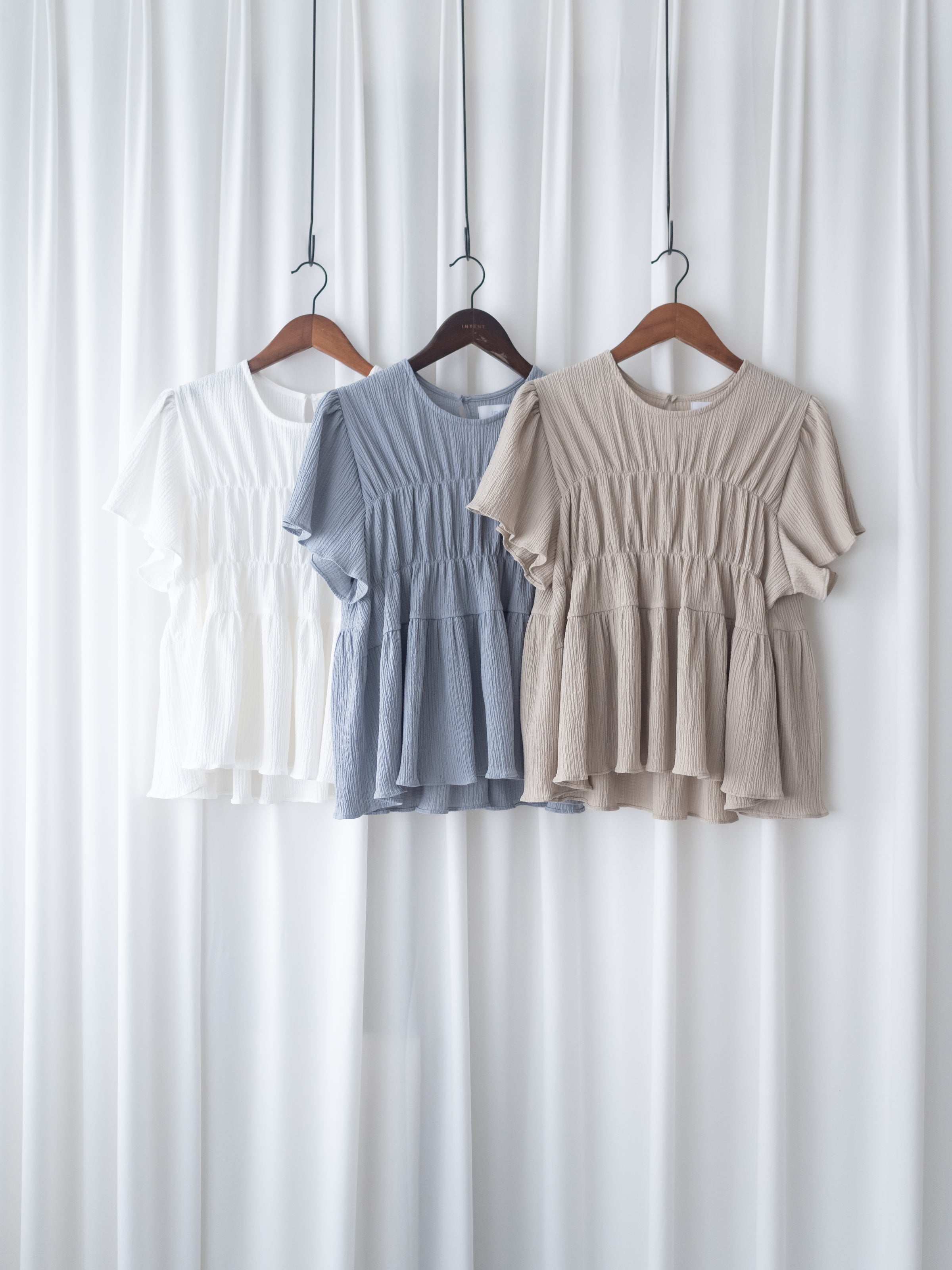[intent label/intent製] Sophie Cotton Blouse 彈性防皺內橡筋顯瘦圓領上衣/ TPA8001
