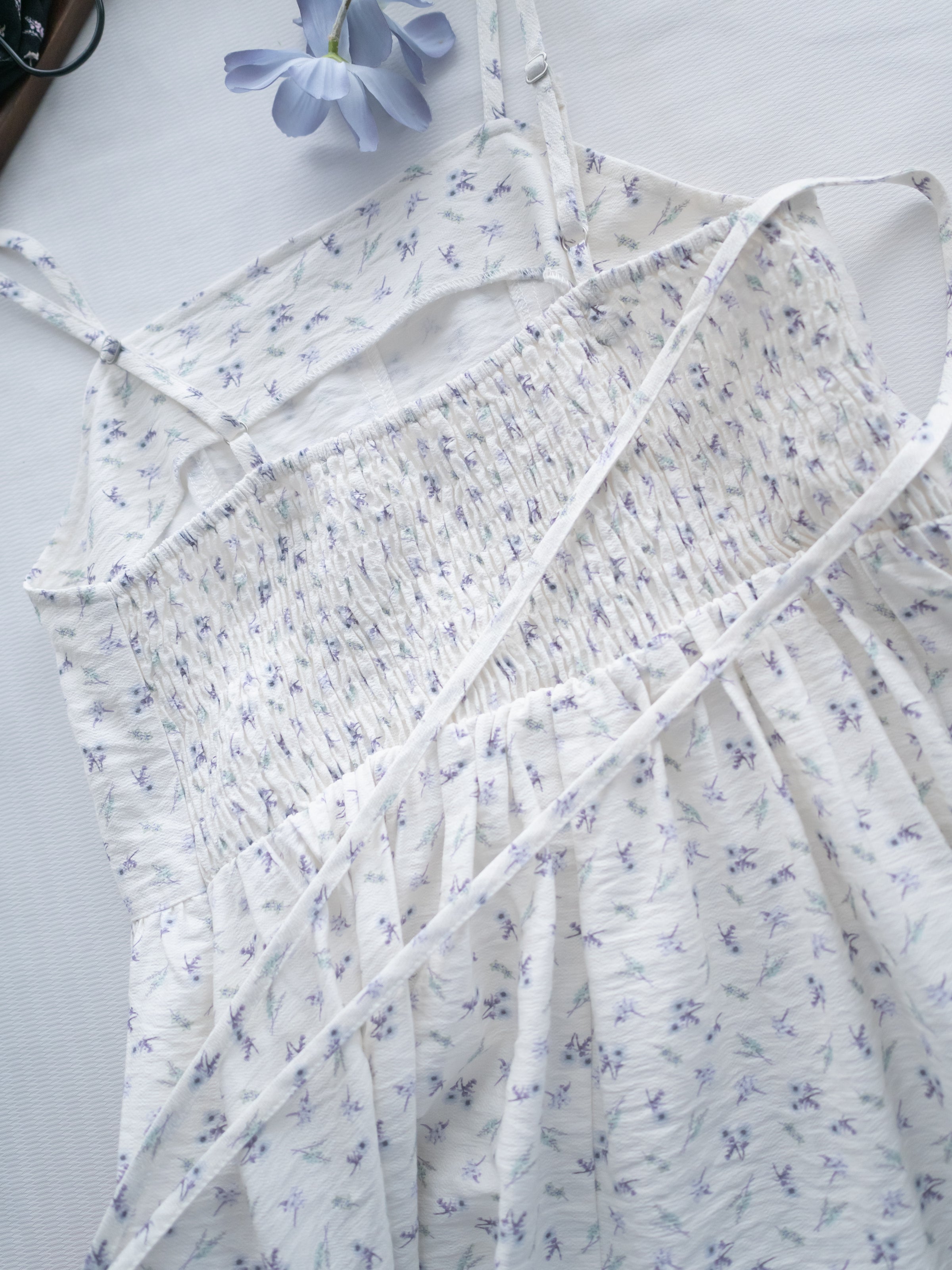 [intent label/intent製]  Waterfloral  Dress 輕盈防皺後彈性橡筋水彩印花連身裙(肩帶可調) / DSA8001