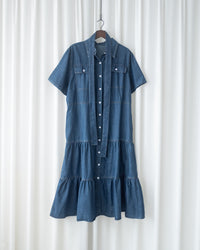 Denim Dress 牛仔層次修腰傘形連衣裙/ DS1119（pre-order 5月28截單)