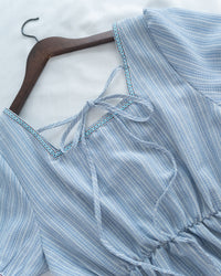 Ethnic Striped Dress 民族細邊方領後蝴蝶連身裙/ DS1128