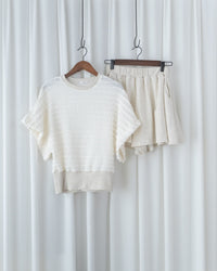 Cloud Beige Set 雲朵細褶彈性裙褲套裝/ SE9224 (pre-order 5月28截單)