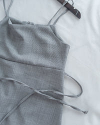 Light Tweed Vest Dress 防皺十字花紋修腰吊帶裙/ DS1118