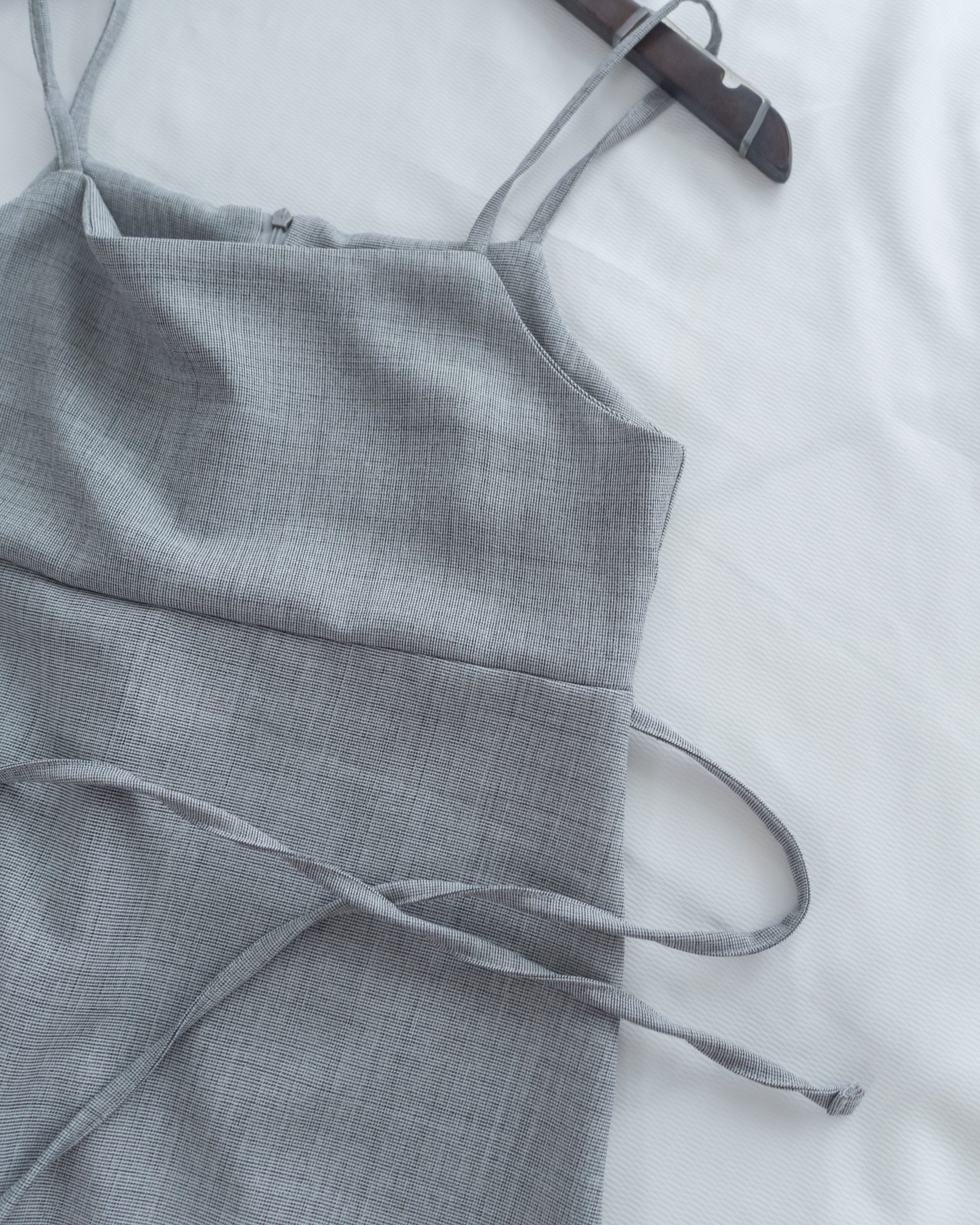 Light Tweed Vest Dress 防皺十字花紋修腰吊帶裙/ DS1118