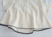 Classic Mono Blouse 經典黑白微立領弧形衣尾修身上衣/ TP9222 （pre-order 5月28截單)