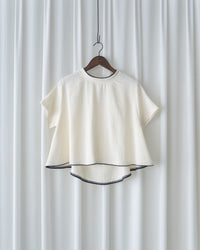 Classic Mono Blouse 經典黑白微立領弧形衣尾修身上衣/ TP9222 （pre-order 5月28截單)