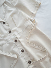 Stitch Linen Dress 明線車邊輕復古腰帶修腰連身裙/ DS1125