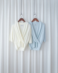 Wrap Knit Top 溫柔交疊領隨性織紋針織上衣/ TP9226 (pre-order mintblue)
