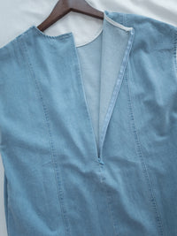 Denim Aline Dress 隨性輕身拼線設計膝上牛仔連身裙/ DS1116