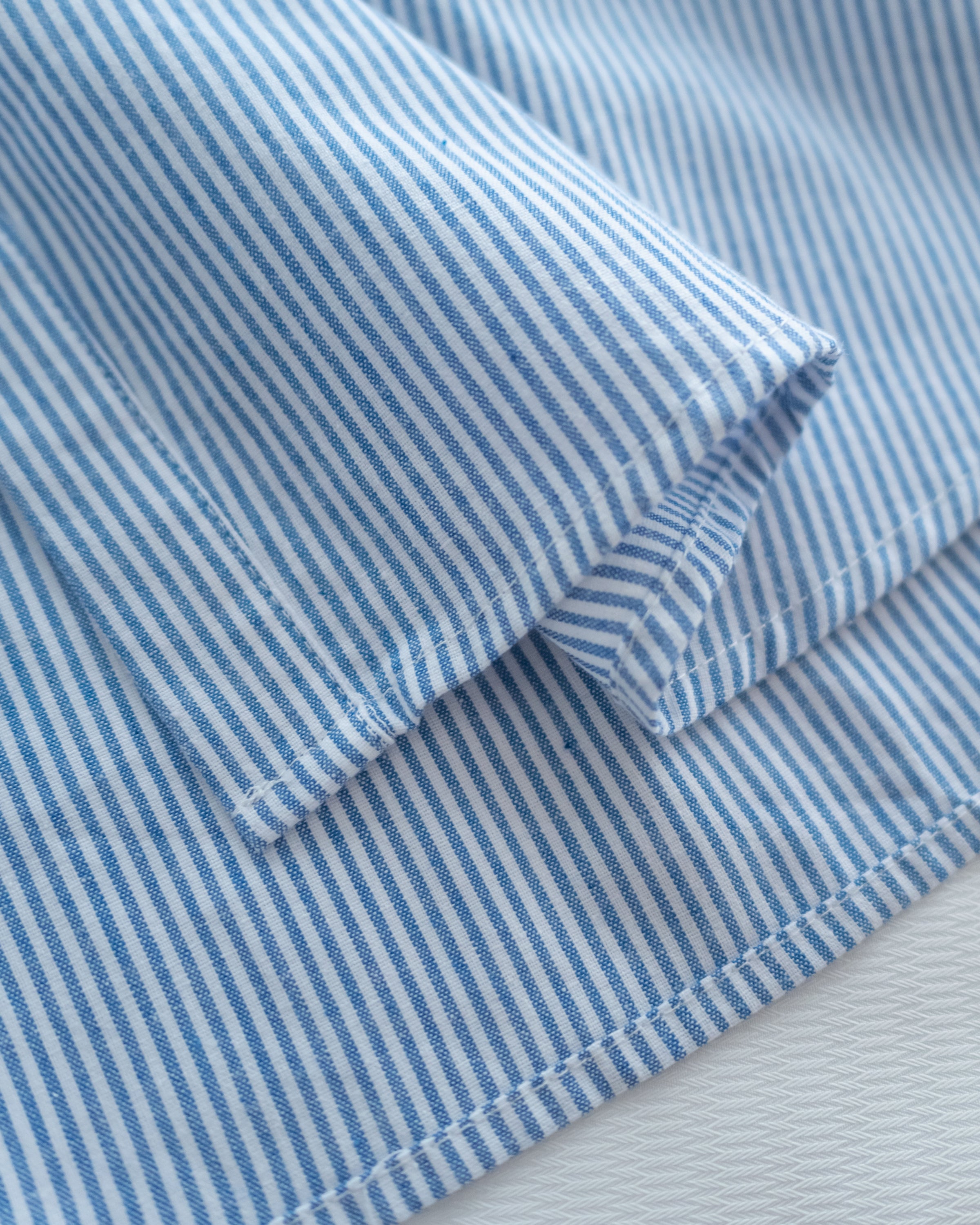 Linen Stripe Dress 法式藍白條紋翻褶袖綁帶連身裙/ DS1129 (Pre-order)