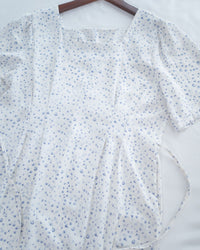 Floral Fishtail Dress 法式方領立體腰褶魚尾印花口袋連身裙/ DS1131 (pre-order)