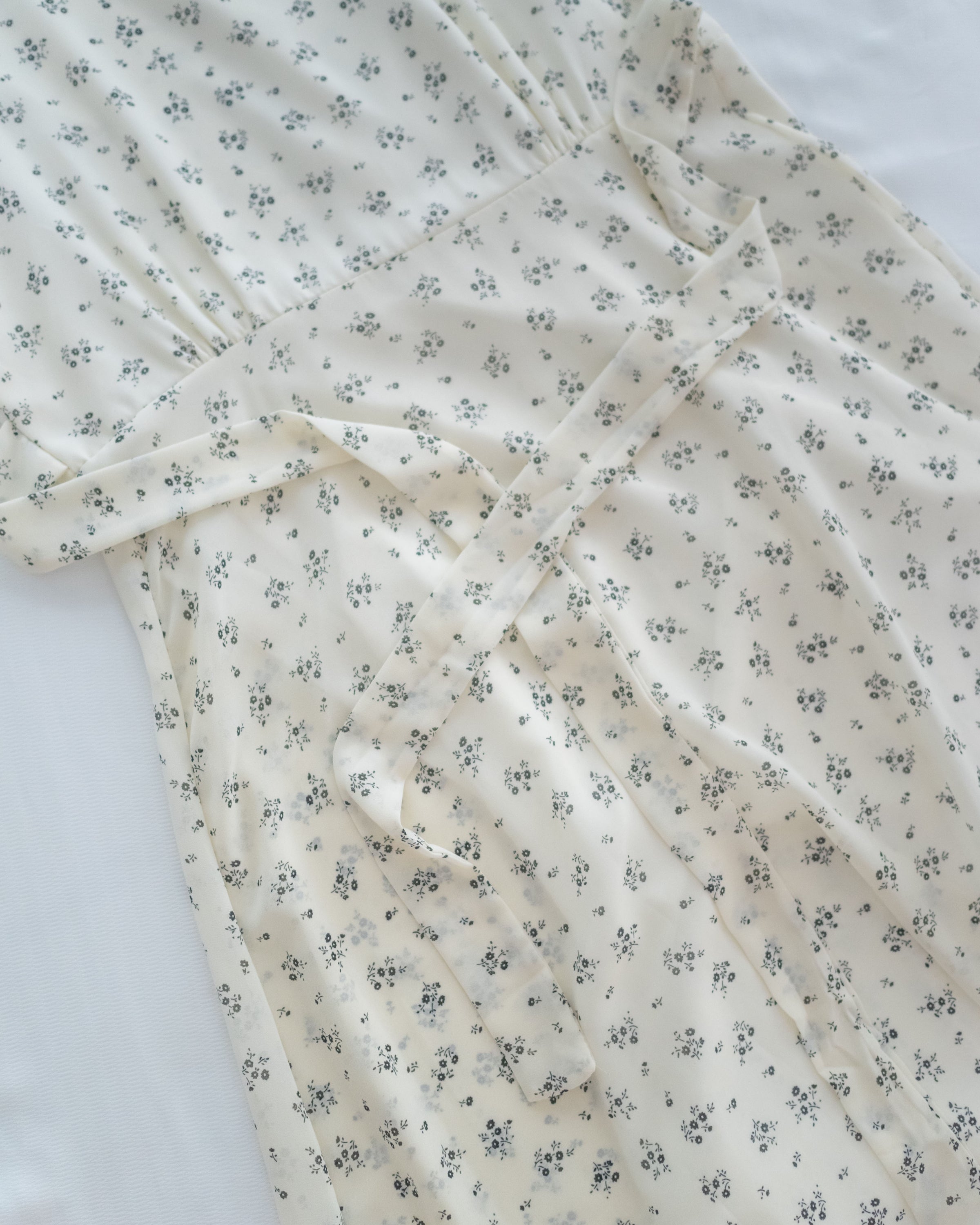 Chiffon Ribbon Dress 荷葉袖雪紡花束絲帶腰帶連身裙/ DS1133 (pre-order ivory/navy)
