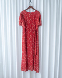 Chiffon Ribbon Dress 荷葉袖雪紡花束絲帶腰帶連身裙/ DS1133 (pre-order ivory/navy)