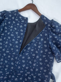 Chiffon Ribbon Dress 荷葉袖雪紡花束絲帶腰帶連身裙/ DS1133 (pre-order ivory/navy)
