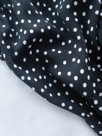 Snow Dot Dress 黑色雪花點點小V領層次修腰連身裙/ DS1135