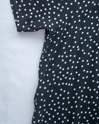 Snow Dot Dress 黑色雪花點點小V領層次修腰連身裙/ DS1135