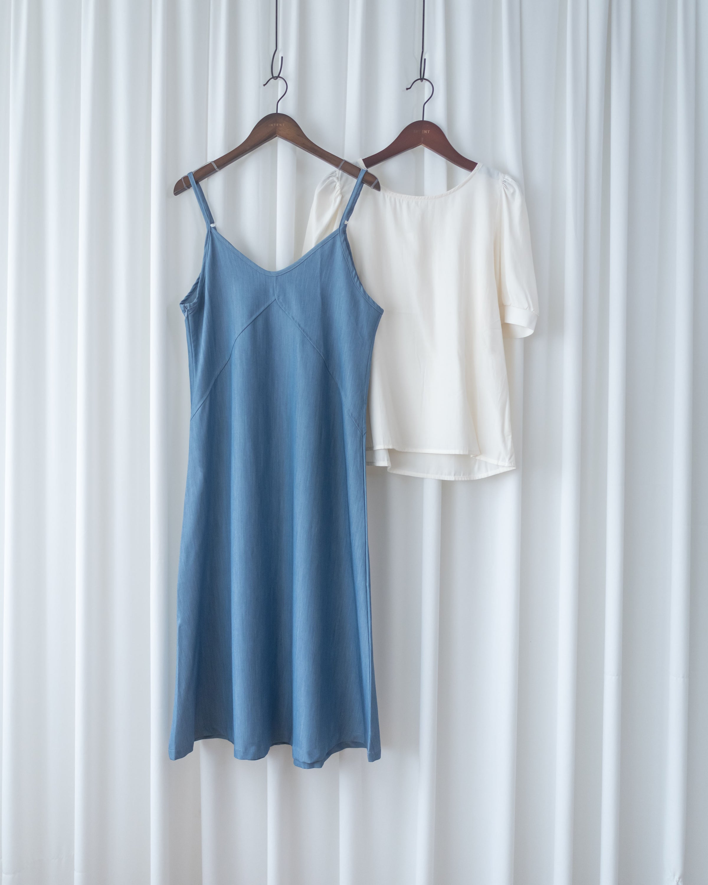 Border Vest Set 精緻車線吊帶裙後珍珠套裝/ SE8114 (pre-order blue)