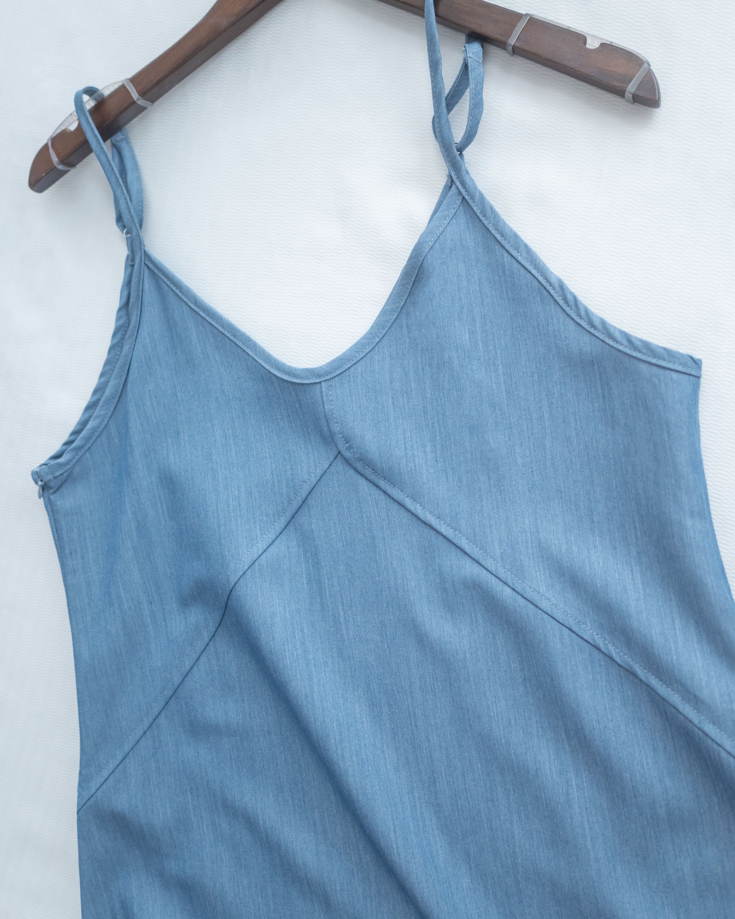 Border Vest Set 精緻車線吊帶裙後珍珠套裝/ SE8114 (pre-order blue)