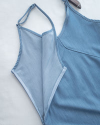 Border Vest Set 精緻車線吊帶裙後珍珠套裝/ SE8114 (pre-order blue)