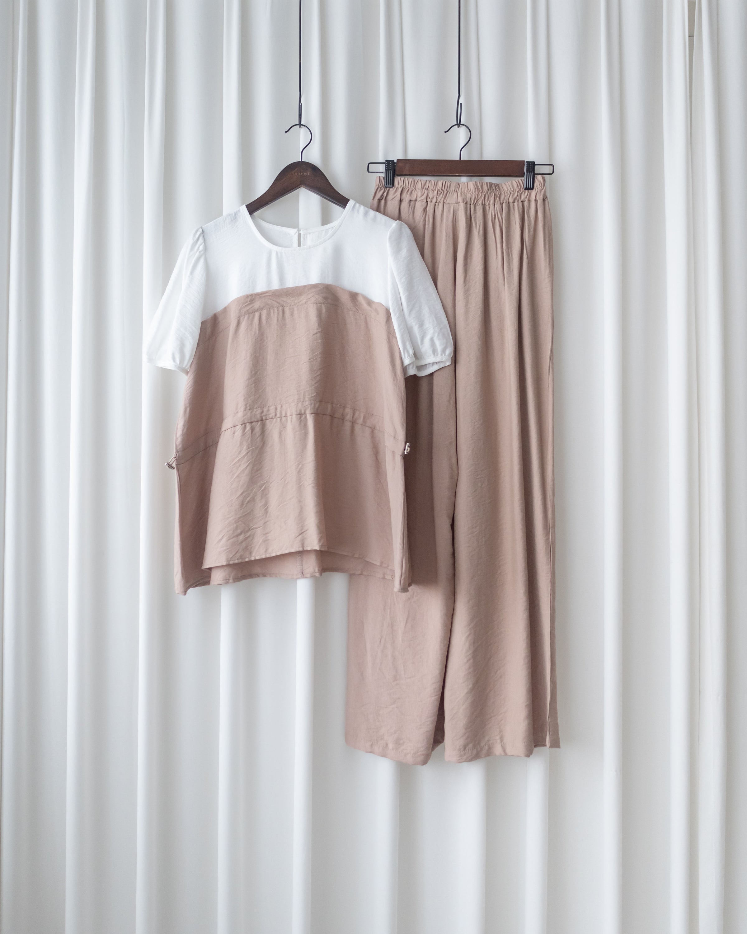 Alice Set Pants 拼色假兩件舒適精緻套裝/ SE8113