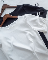 Ribbon Blouse 船領免綁裝飾蝴蝶每日上衣/ BU9140
