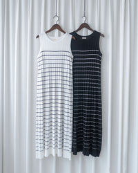 Pleated Striped Dress 條紋百褶細緻針織背心長裙/ DS1130