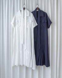Louisa Dress 翻褶袖子修腰裙擺車褶連身裙/ DS1132