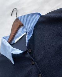Stripe Collar Top  仿恤衫外穿針織彈性修身上衣/ TP9233