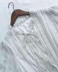 Ethnic Stripe Dress 清新條紋小花束花邊高腰連身裙/ DS1145