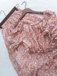 Patterned Crop Set 藝術印花短版花邊腰間套裝/ SE8115 （pre-order)