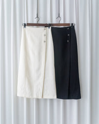 Coco Skirt 微閃十字紋前開叉知性半裙/ SK8945 (pre-order white)