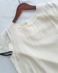 Coco Blouse 涼感微光拼色顯瘦傘袖上衣/ BU9146