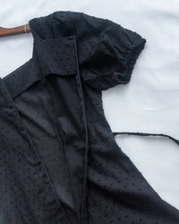（附送打底裙）Dot Dress 暗條紋棉質方領點紋顯瘦腰線連身裙/ DS1146
