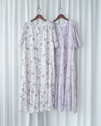 Acasia Dress 淡雅花束防皺暗格紋修腰連身裙/ DS1147