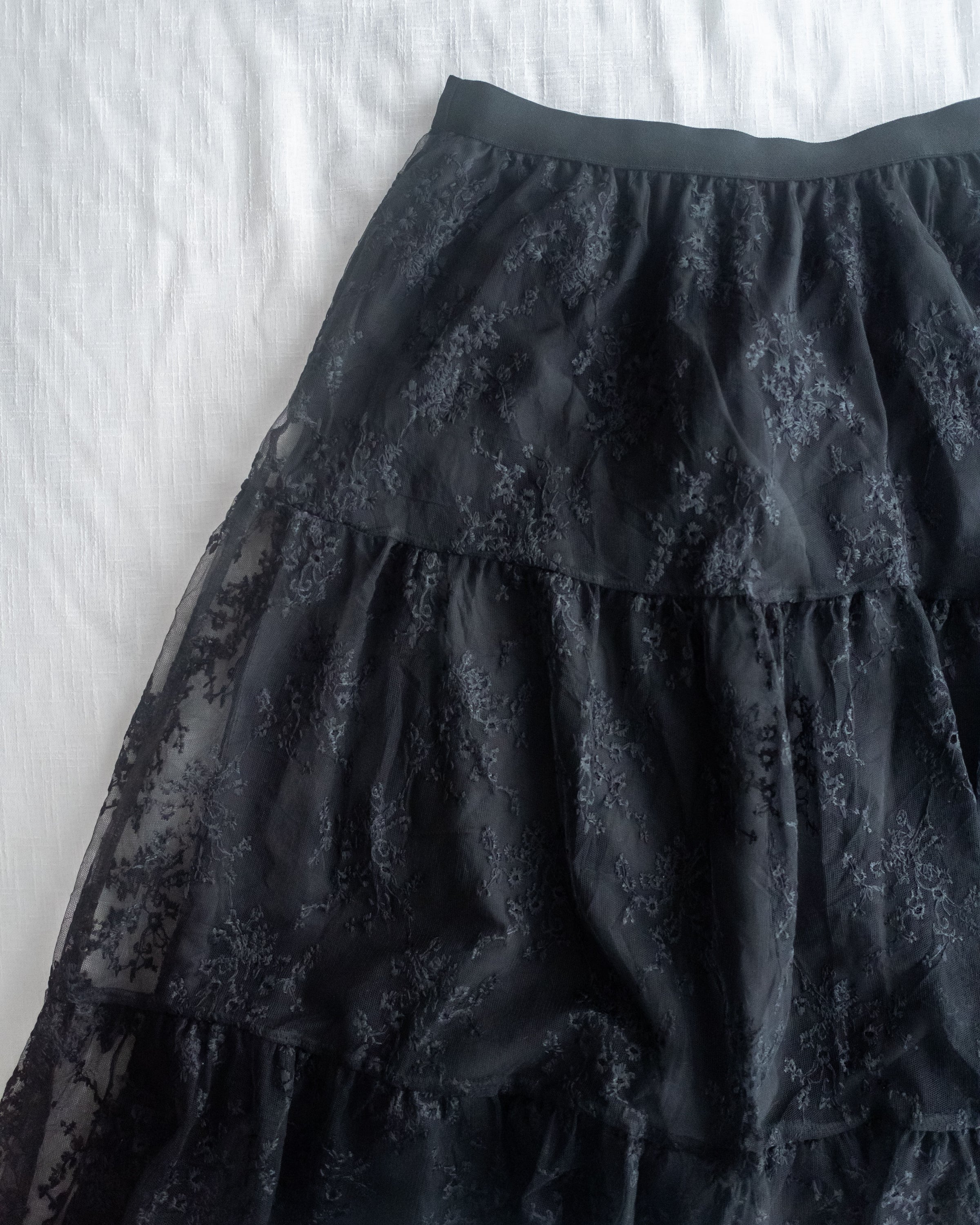 Floral Branch Skirt 浪漫鏤空刺繡層次薄紗傘裙/SK8949