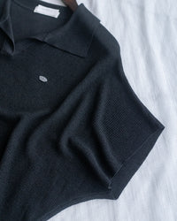 Knit Collar Top 無袖線防皺薄翻領針織衫/TP9235