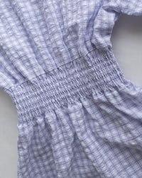Lavender Check Dress 薰衣草高腰壓褶格紋連身裙/DS1158
