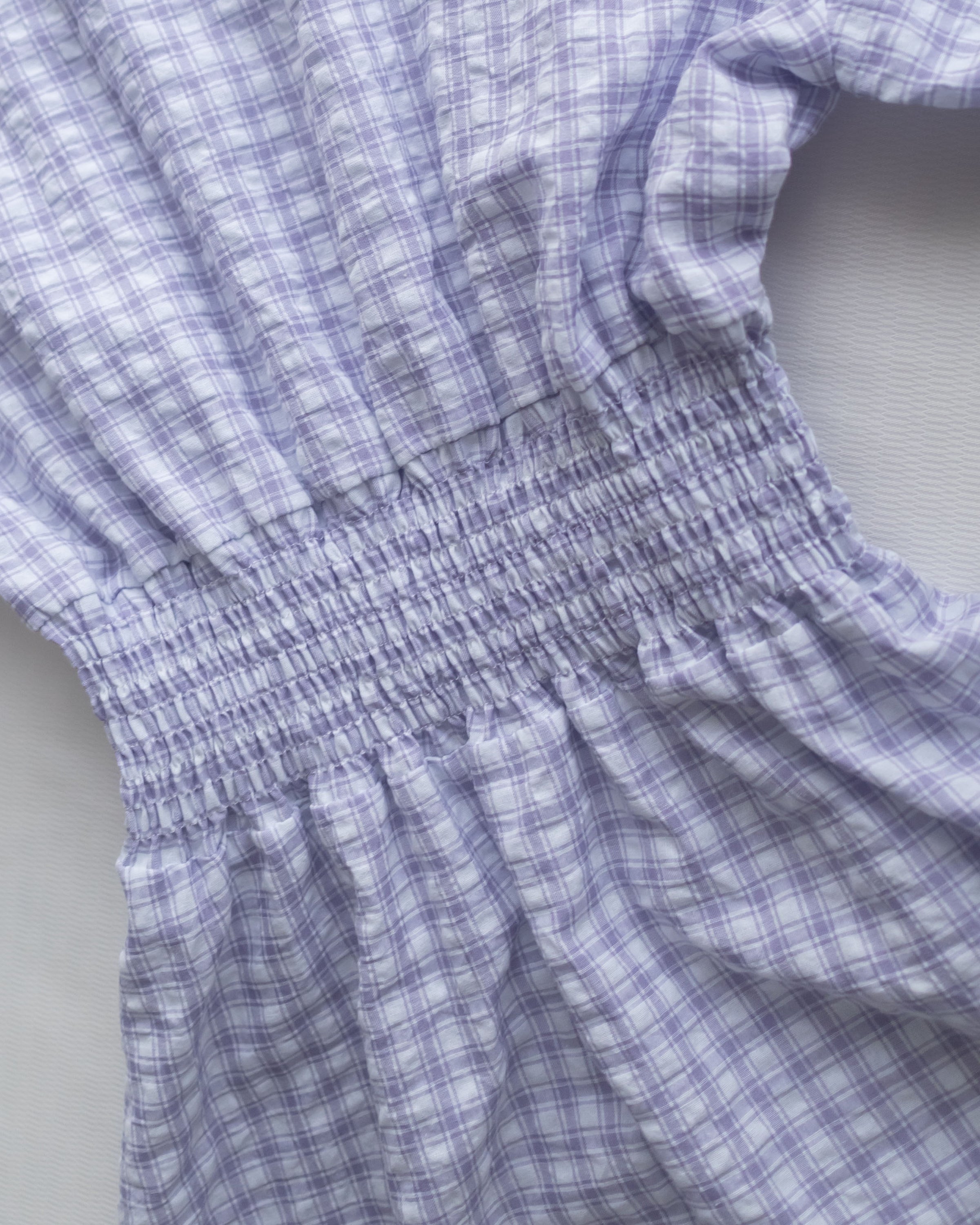Lavender Check Dress 薰衣草高腰壓褶格紋連身裙/DS1158