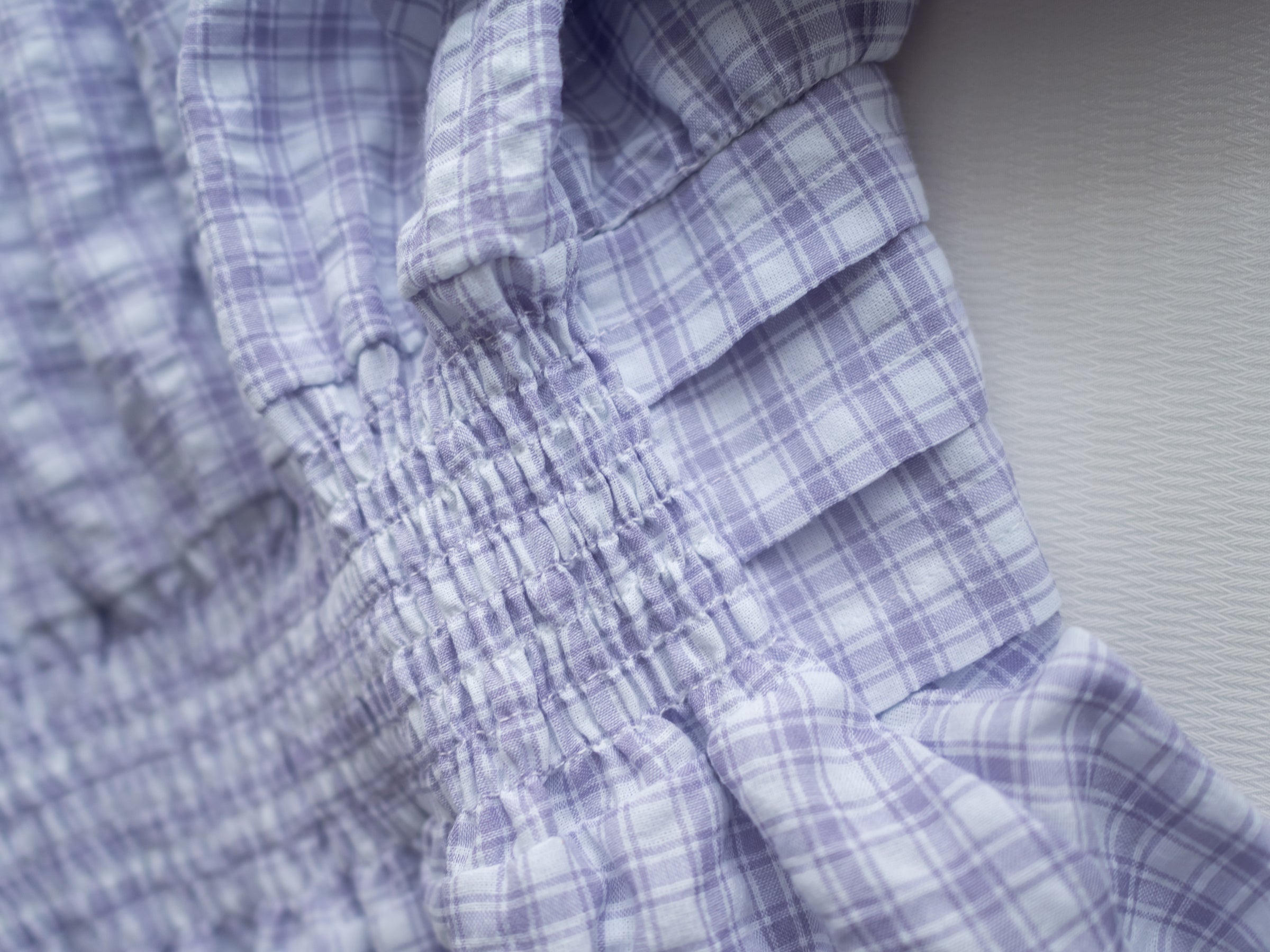 Lavender Check Dress 薰衣草高腰壓褶格紋連身裙/DS1158