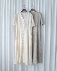 Stripe Dress 暗條紋弧腰線修腰連身裙/DS1159