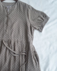 Rhombus Dress 輕復古菱格紋修腰連身裙/ DS1160